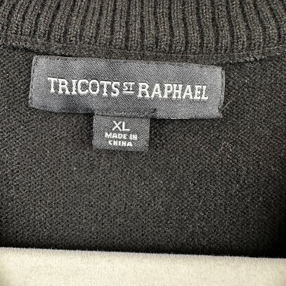 Tricots St Raphael Men's Sweater V-Neck Chevron Stripe Black Size XL Classic - Picture 5 of 9